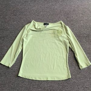 Brittany Black Chartreuse Quarter Sleeve cowl neck blouse